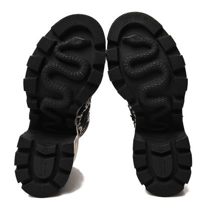 Gucci Tweed GG Monogram Lace Up Combat Ankle Boots 36.5 Black 5 of 8