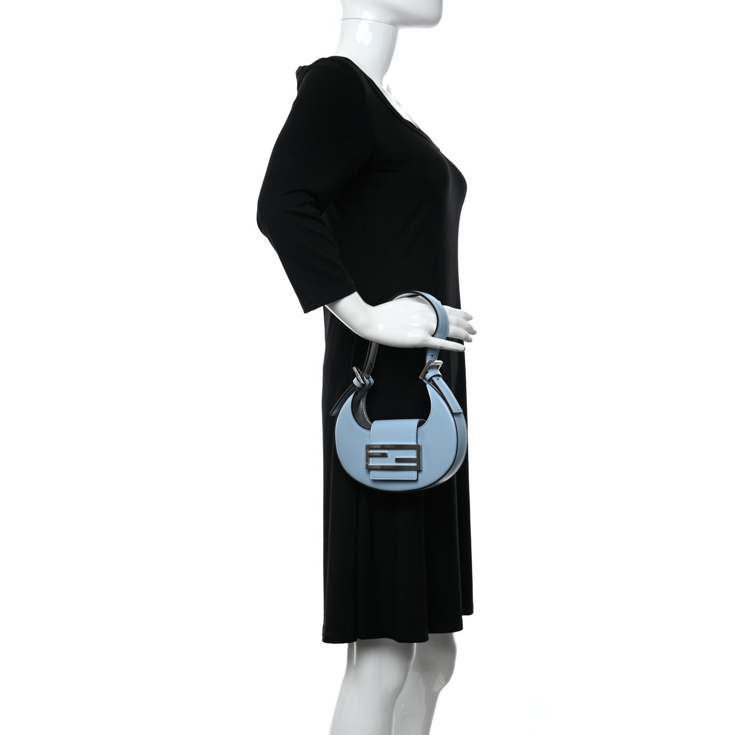 Vitello King Mini Cookie Hobo Bag Azzurro Baby
