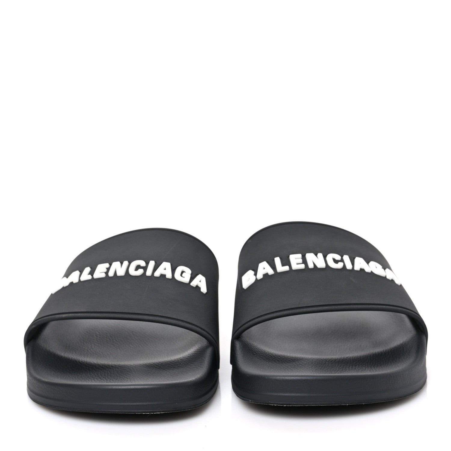 Balenciaga Rubber Mens Logo Pool Slide Sandals 42 Black 2 of 8