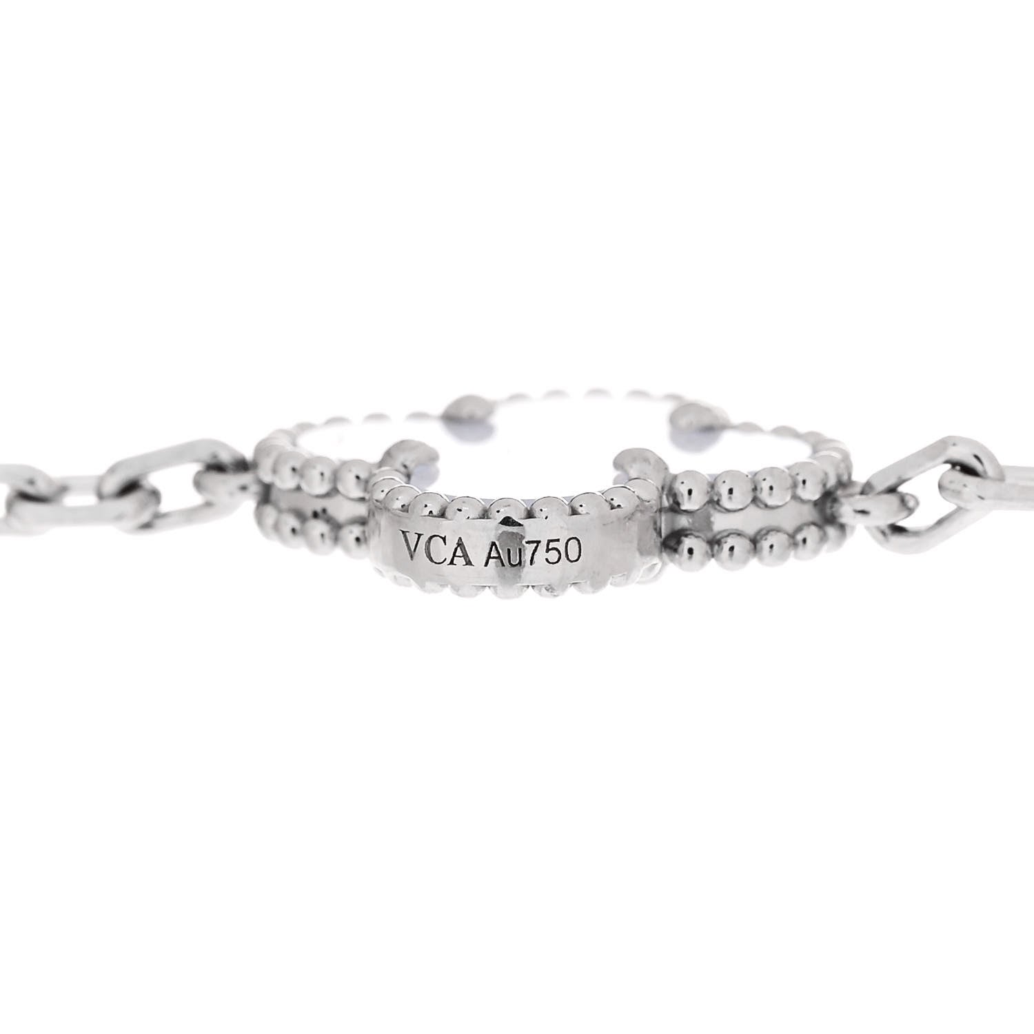 Van Cleef & Arpels 18K White Gold Chalcedony 5 Motifs Vintage Alhambra Bracelet 4 of 5
