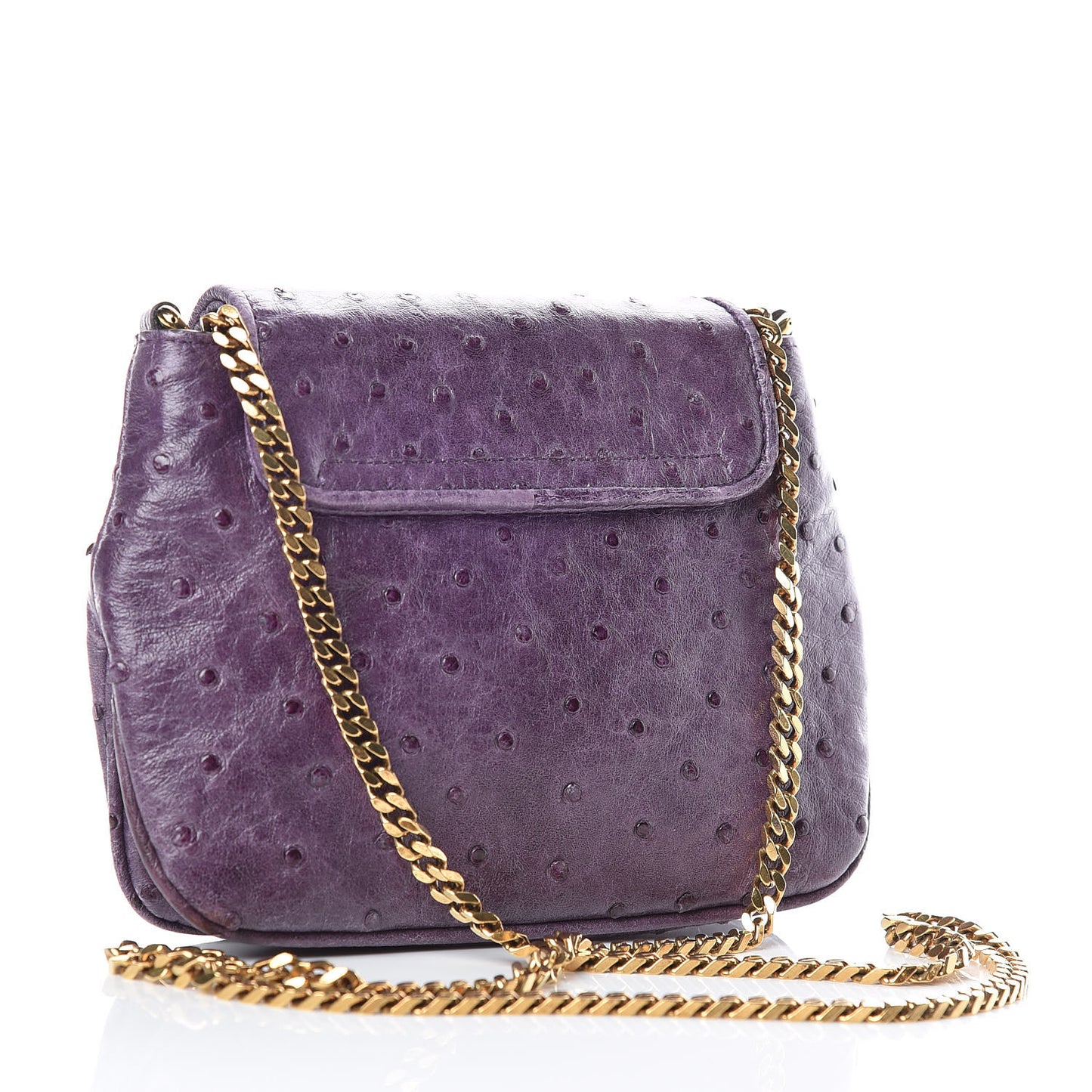 Ostrich Small 1973 Chain Shoulder Bag Purple