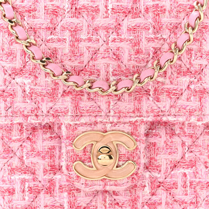 Chanel Tweed Resin Quilted Mini Heart Square Flap Pink White 8 of 11