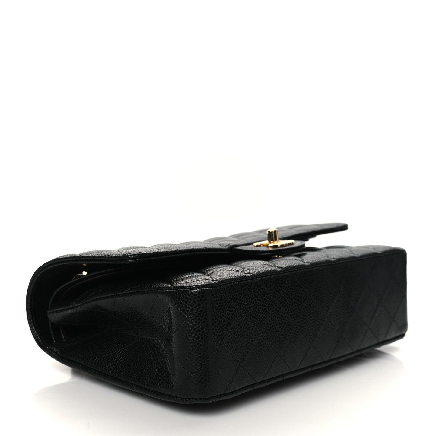 Caviar Quilted Medium Double Flap Black