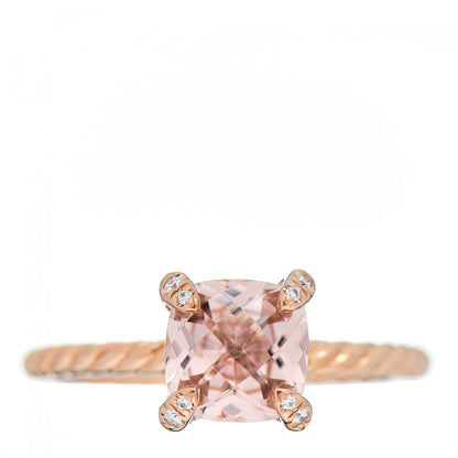 David Yurman 18K Rose Gold Diamond Morganite 7mm Chatelaine Ring 54 7 1 of 6