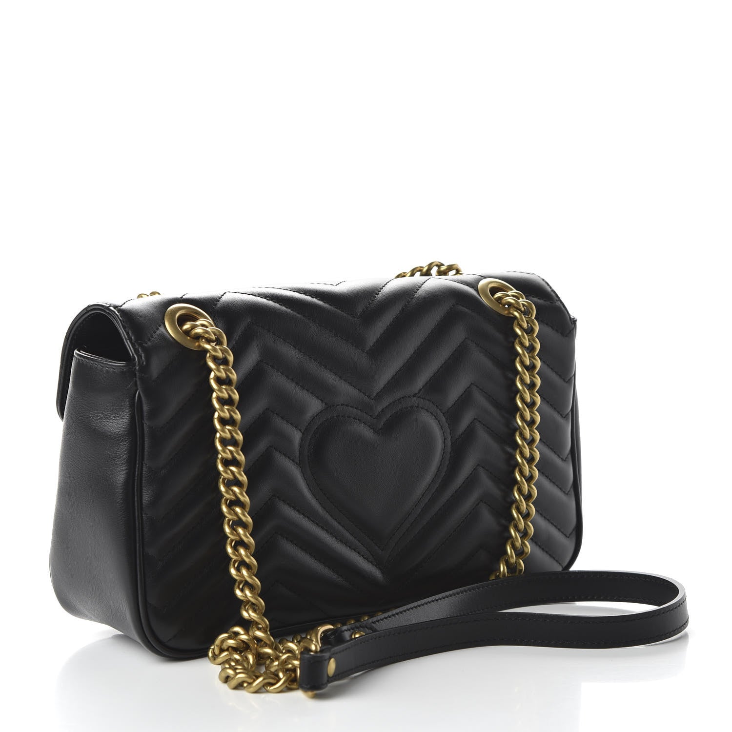 Gucci Calfskin Matelasse Small GG Marmont Shoulder Bag Black 4 of 12