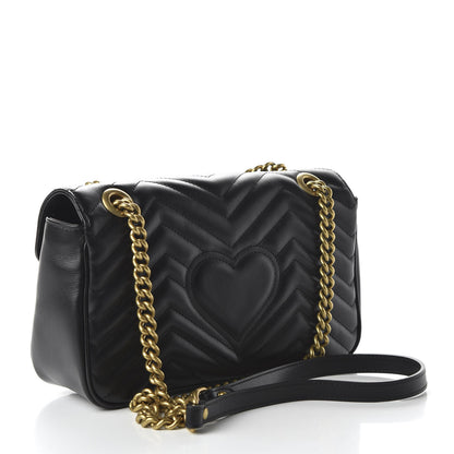 Gucci Calfskin Matelasse Small GG Marmont Shoulder Bag Black 4 of 12