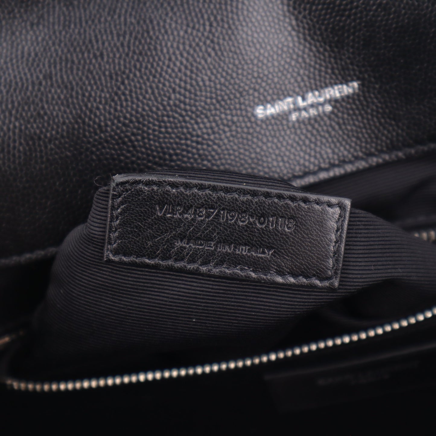 Grain De Poudre Matelasse Chevron Large Monogram Satchel Black