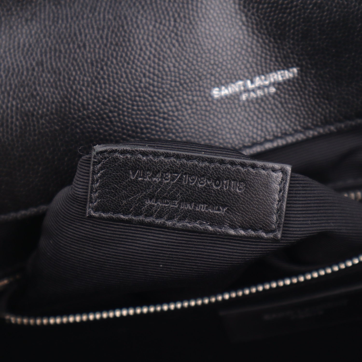 Saint Laurent Grain De Poudre Matelasse Chevron Large Monogram Satchel Black 8 of 11
