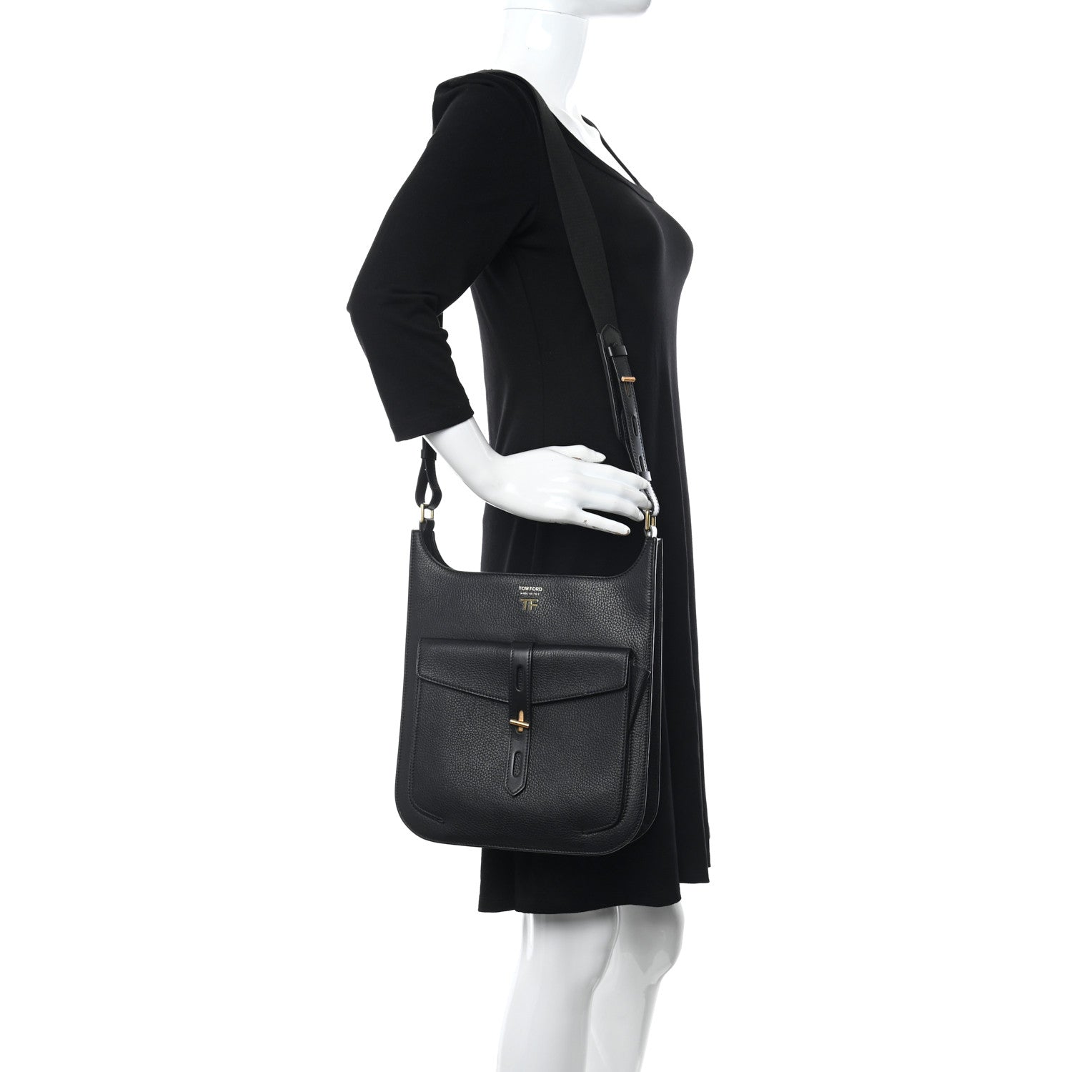 Tom Ford Grain Calfskin T Twist Crossbody Bag Black 2 of 9