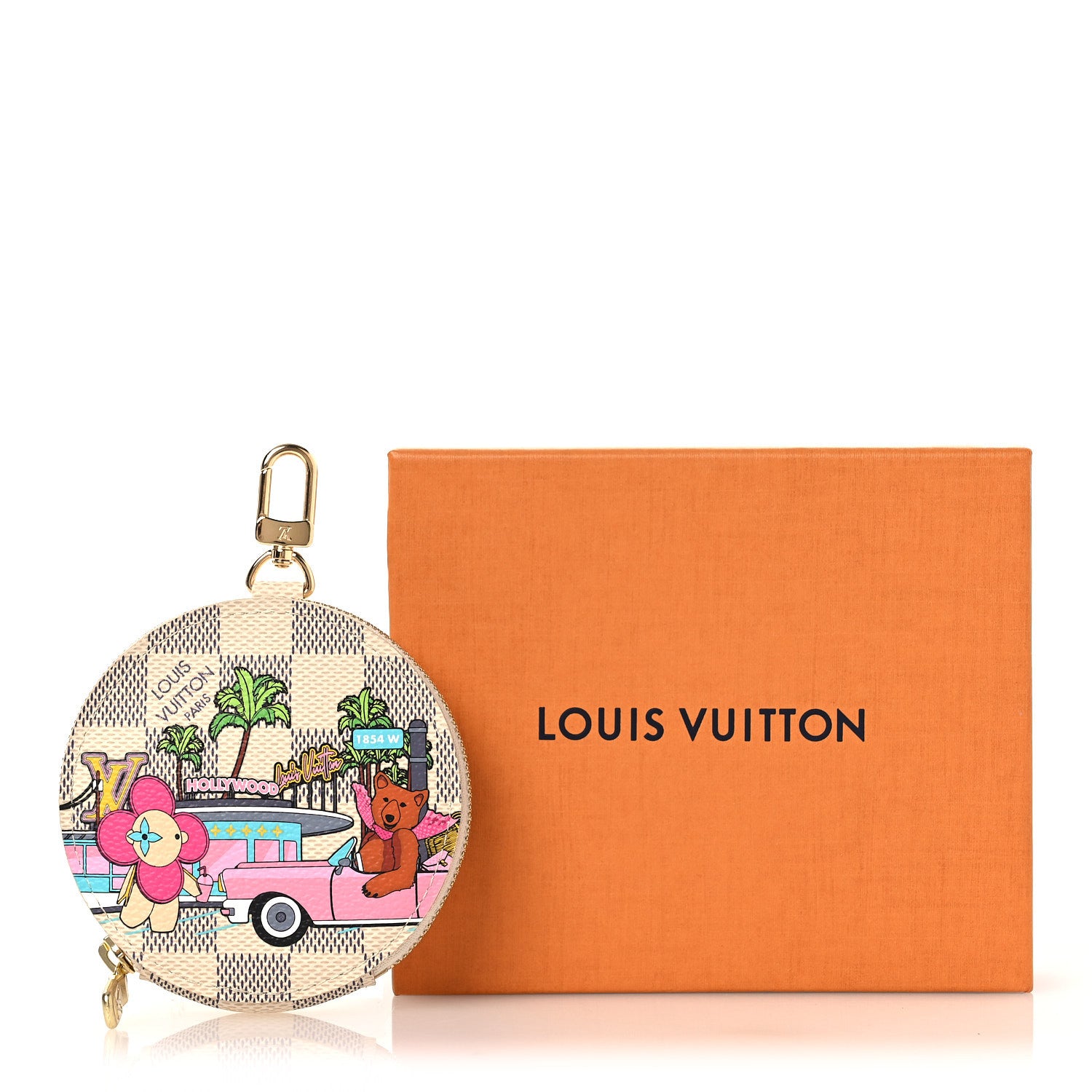 Louis Vuitton Damier Azur 2021 Christmas Animation Hollywood Bag Charm Fuchsia 7 of 7