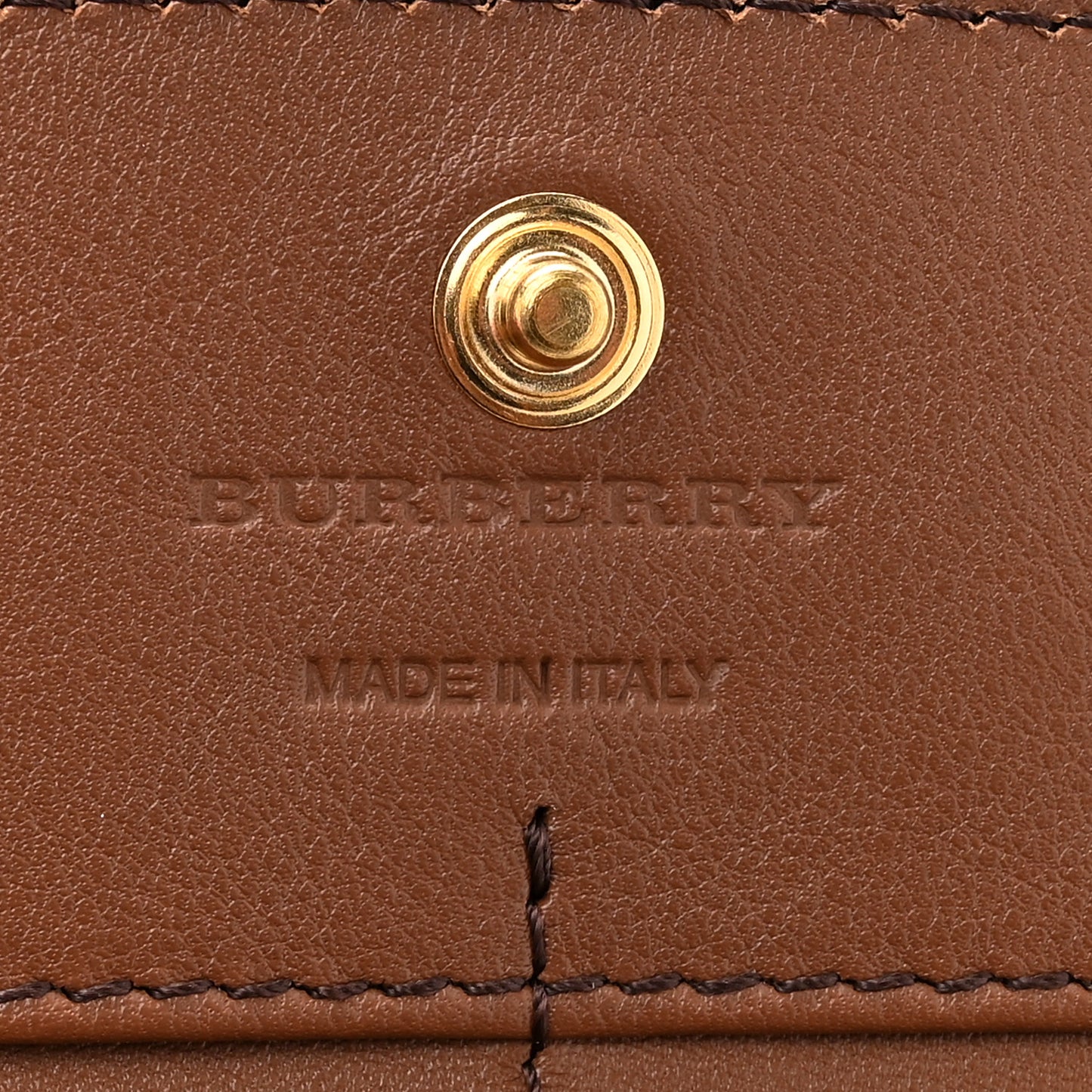 Grainy Calfskin House Check Continental Wallet Tan