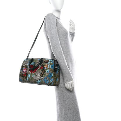 Gucci GG Supreme Monogram Bloom Butterfly Embroidered Medium Boston Green 2 of 10