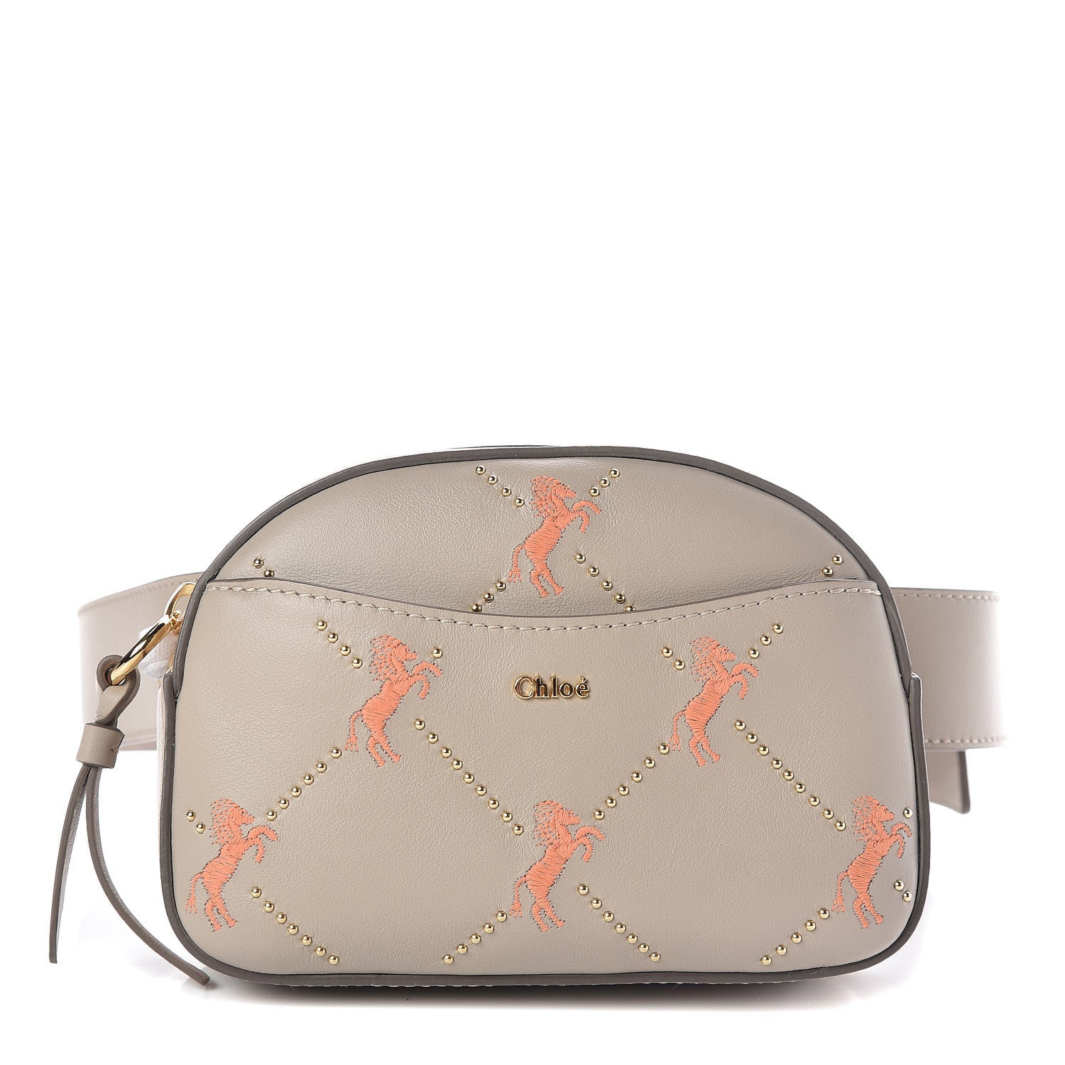 Chloe Smooth Calfskin Little Horses Embroidered Signature Belt Bag Pastel Grey 1 of 11