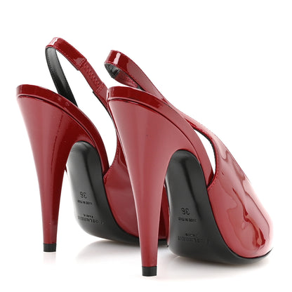 Saint Laurent Patent Venus 110 Slingback Pumps 36 Hot Red 5 of 8