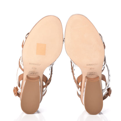 Hermes Calfskin Romanza Sandals 37.5 Palissandre White 5 of 8