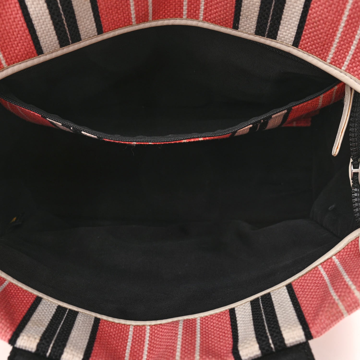 Chanel Striped Canvas CC Small Tote Pink White Black 9 of 13