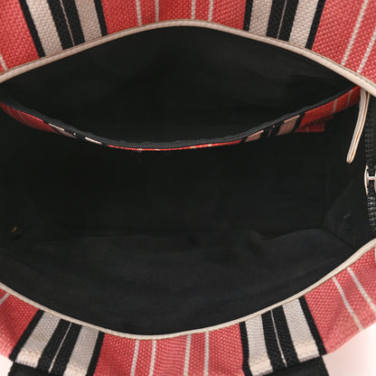 Chanel Striped Canvas CC Small Tote Pink White Black 9 of 13