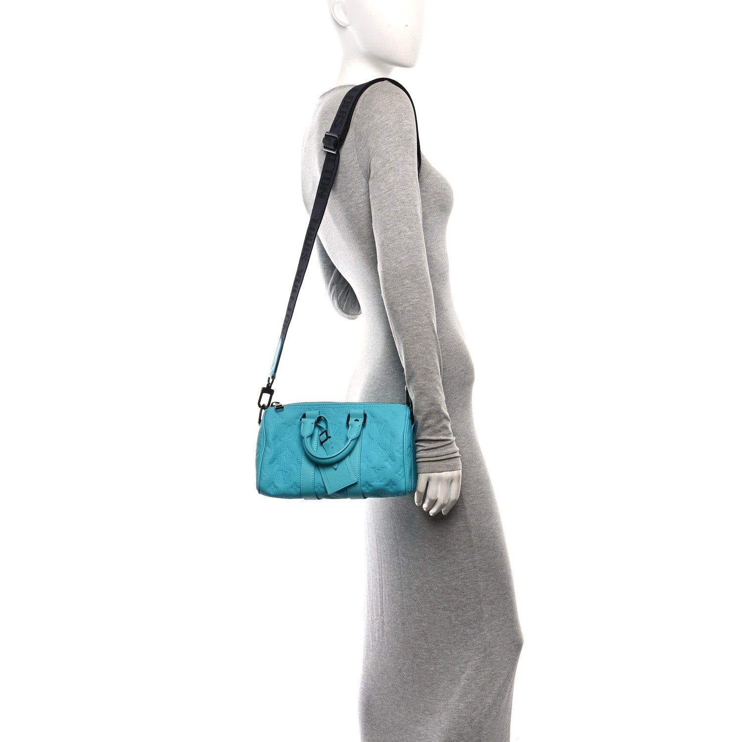 Louis Vuitton Monogram Taurillon Keepall Bandouliere 25  Turquoise 2 of 9