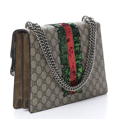 Gucci GG Supreme Monogram Lightning Embroidered Medium Dionysus Shoulder Bag Beige 3 of 10
