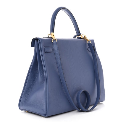 Hermes Togo Kelly Retourne 35 Bleu Brighton 3 of 11
