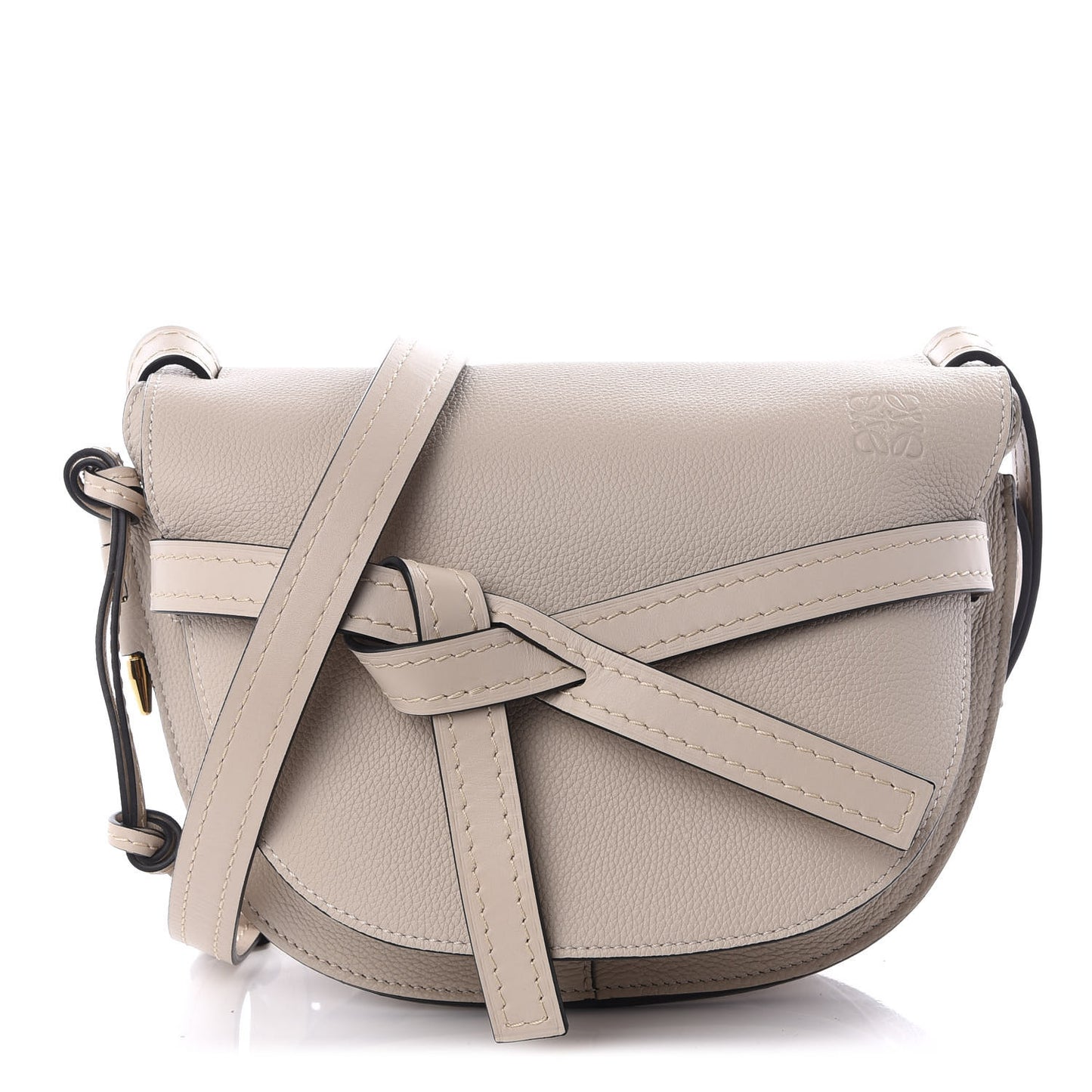 Grained Calfskin Small Gate Crossbody Bag Light Oat