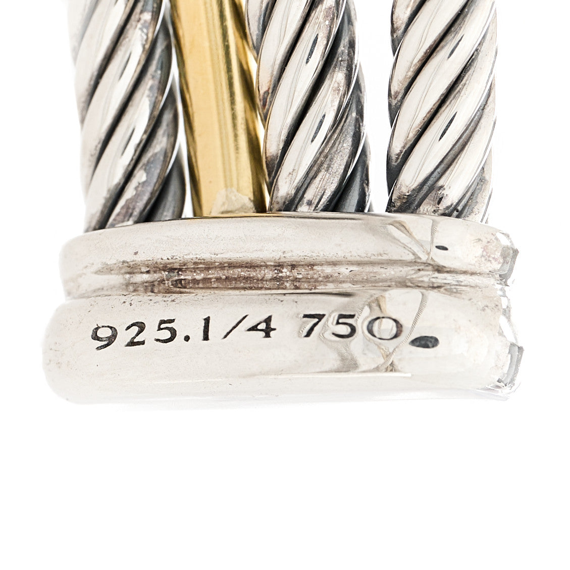 Sterling Silver 18K Yellow Gold Crossover Three Row Cuff Bracelet