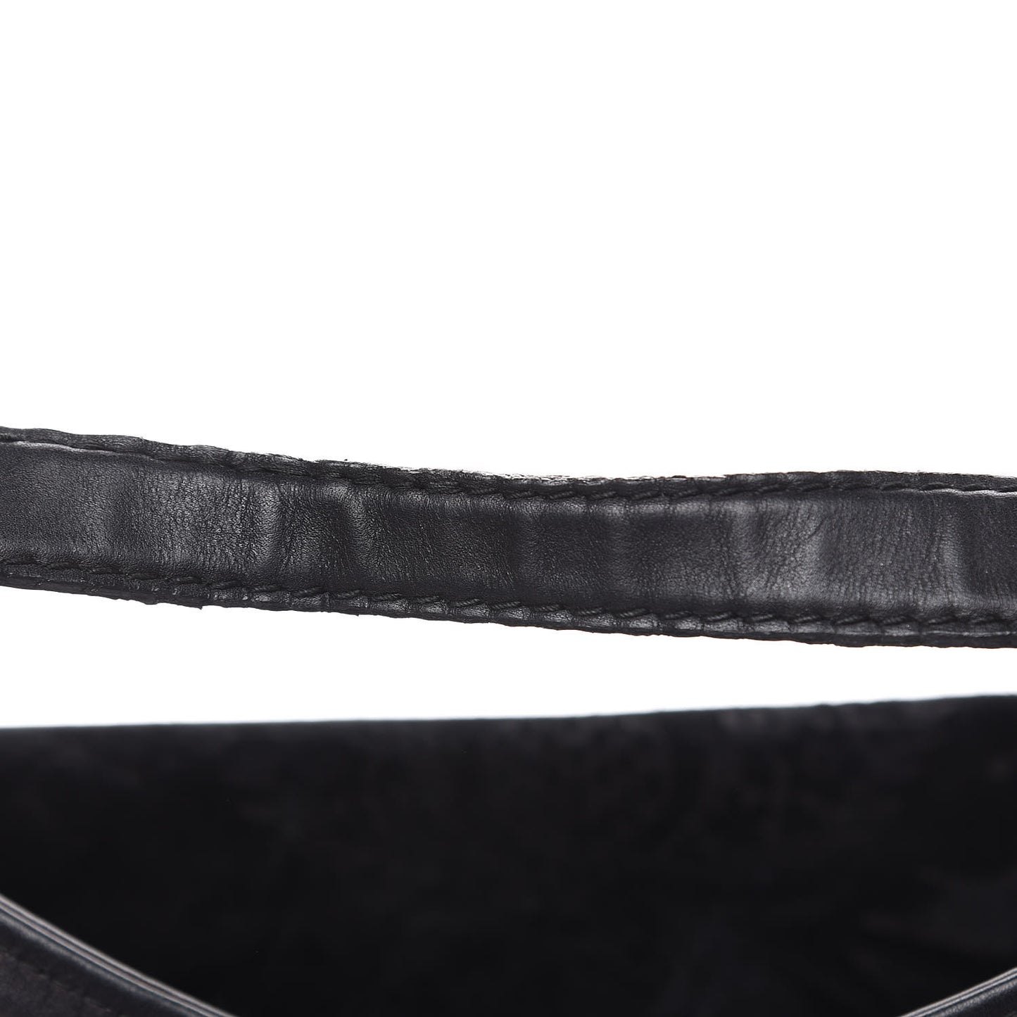Nubuck Brocade Medium Soft Stirrup Shoulder Bag Black