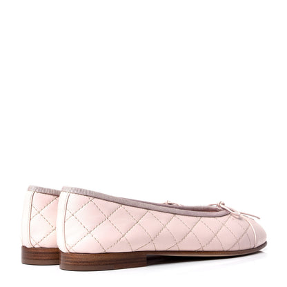 Chanel Lambskin Quilted Cap Toe Ballerina Flats 36.5 Beige 3 of 6
