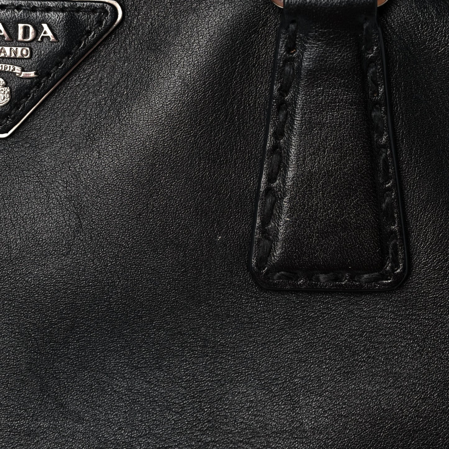 City Calf Hand Stitched Medium Galleria Double Zip Tote Black