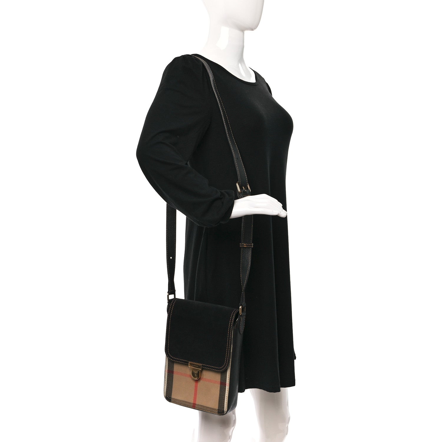 Burberry House Check English Suede Small Satchel Black 2 of 8