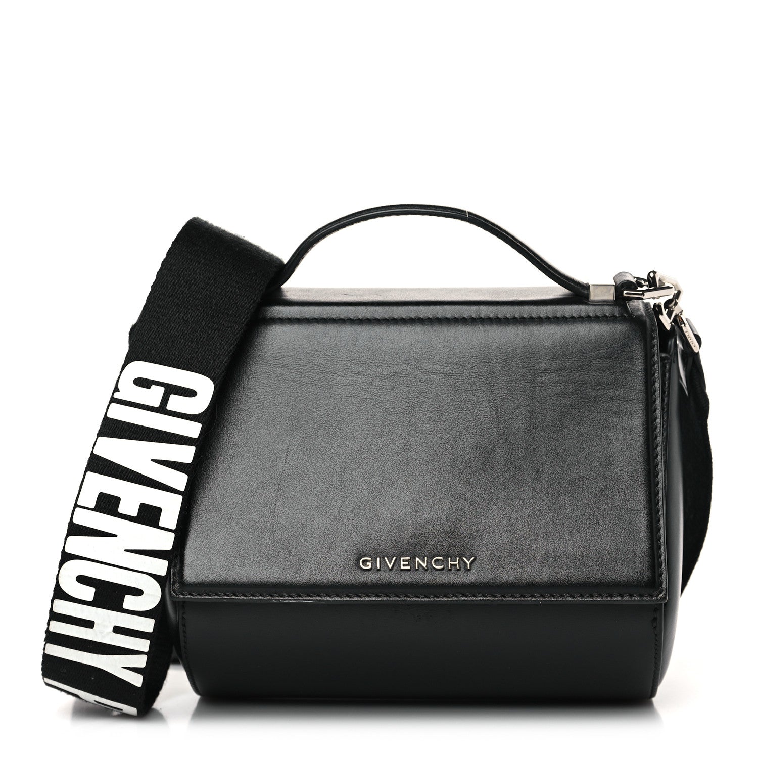 Givenchy Calfskin Mini Pandora Box Logo Strap Crossbody Bag Black 1 of 10