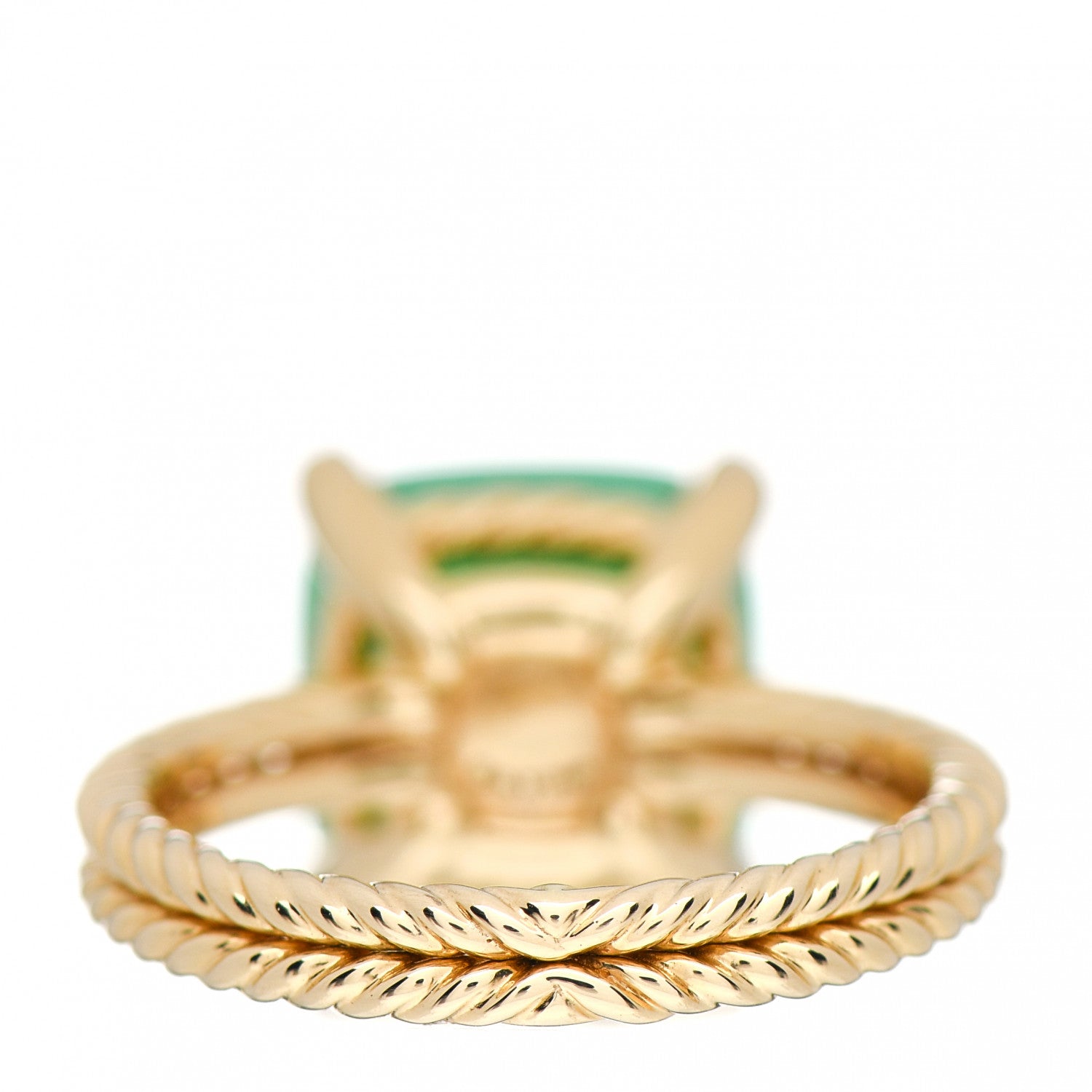 David Yurman 18K Yellow Gold Diamond Chrysoprase 11mm Chatelaine Ring 54 7 4 of 5