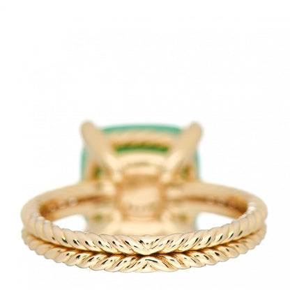 David Yurman 18K Yellow Gold Diamond Chrysoprase 11mm Chatelaine Ring 54 7 4 of 5