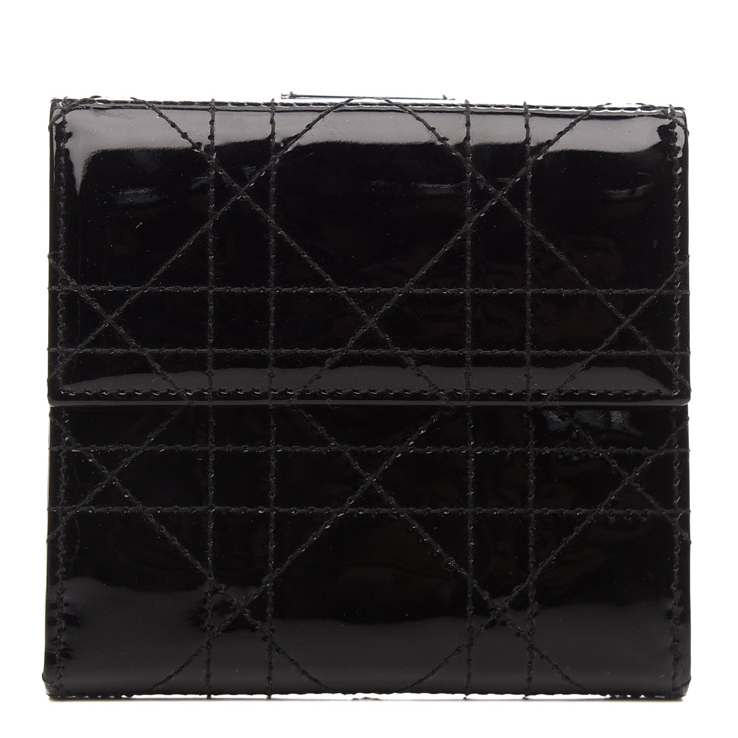 Christian Dior Patent Cannage Lady Dior Compact Wallet Black 1 of 7