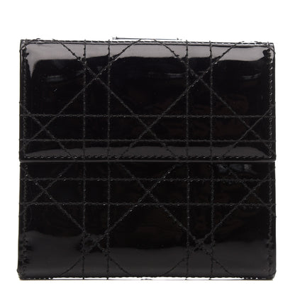 Christian Dior Patent Cannage Lady Dior Compact Wallet Black 1 of 7