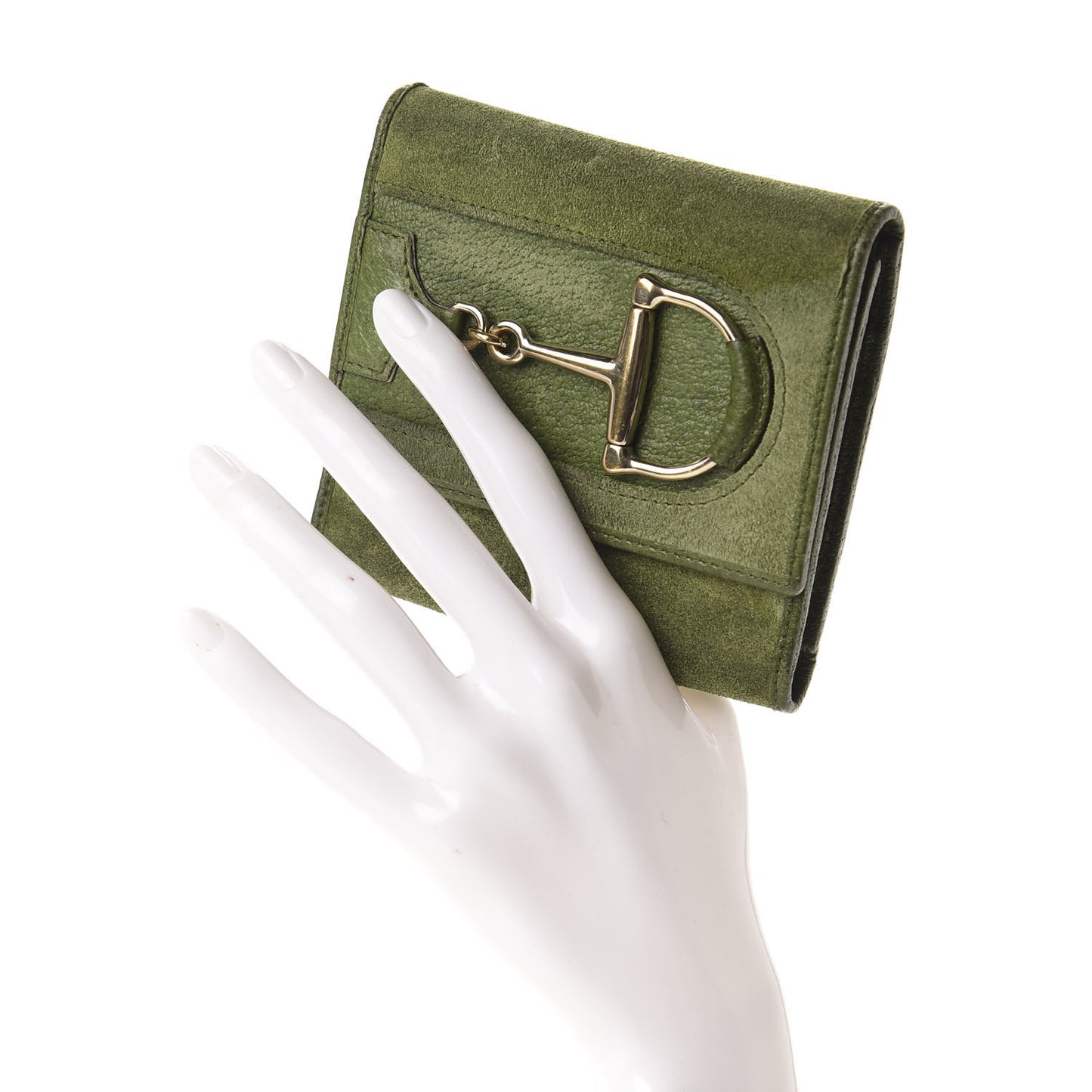 Suede Hasler Compact Wallet Green