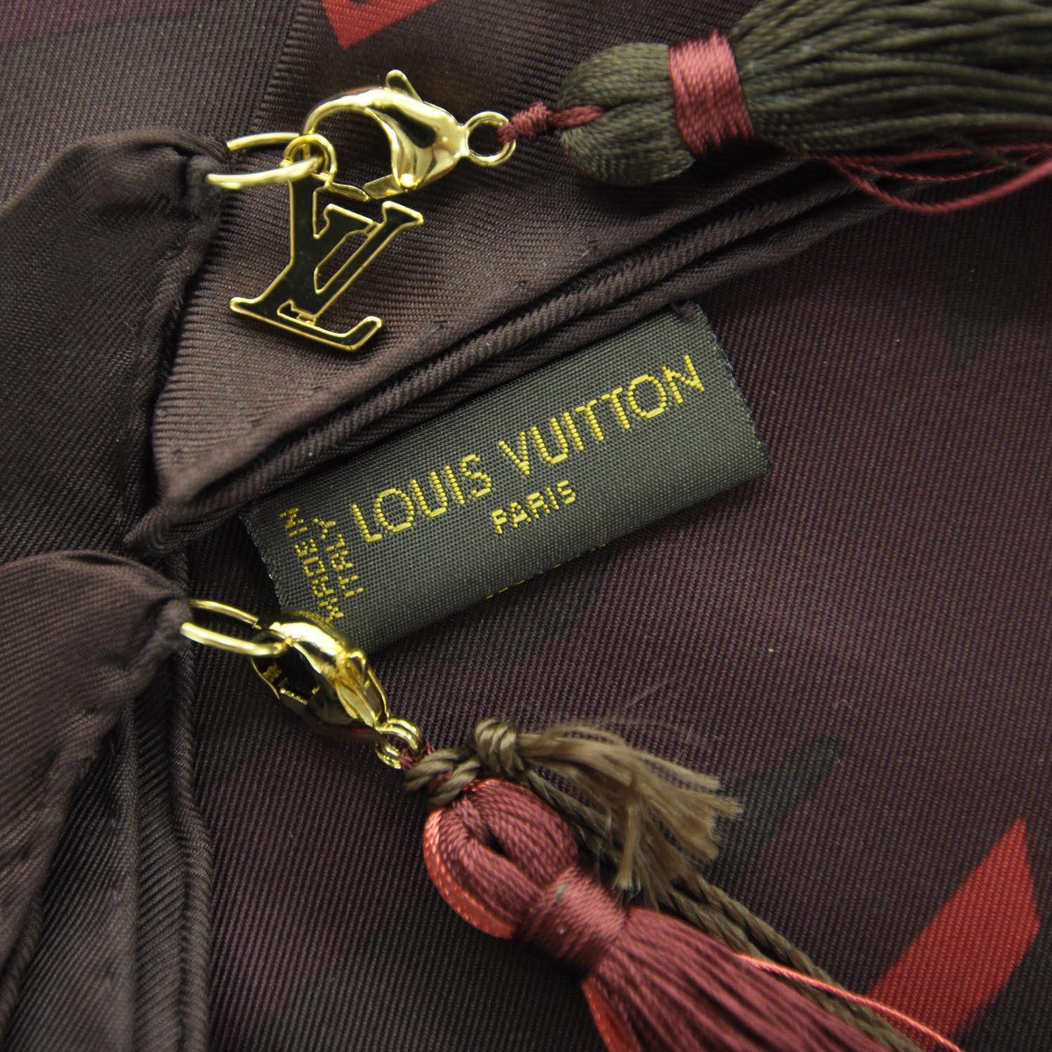 Louis Vuitton Silk Zebra Scarf Tassel LV Charm 7 of 7