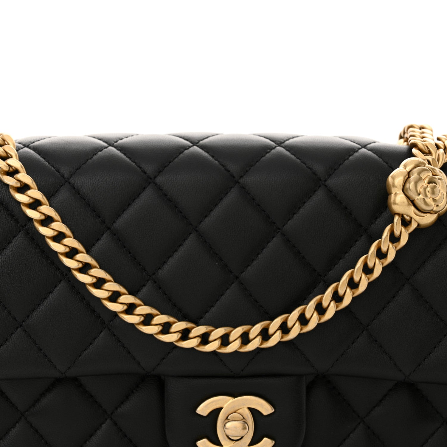 Chanel Lambskin Quilted Small Sweet Camellia Flap Black 8 of 12