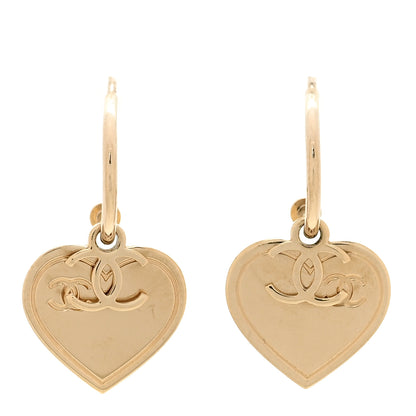 Chanel Heart CC Dangle Earrings Gold 1 of 5