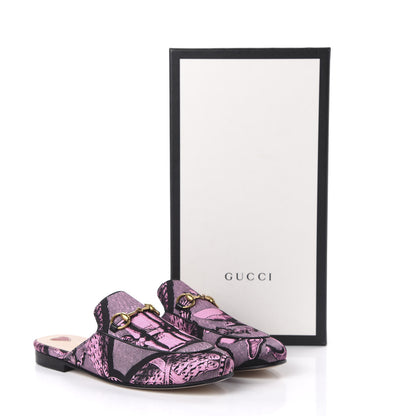 Gucci Silk Satin Saint Romain Womens Princetown Slippers 35.5 Pink Black 10 of 11