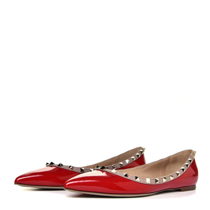 Valentino Garavani Patent Rockstud Ballerina Flats 41 Rosso Valentino Poudre 4 of 12