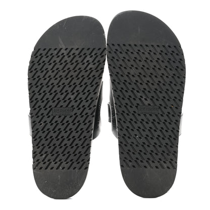 Hermes Calfskin Womens Chypre Sandals 38.5 Black 5 of 9