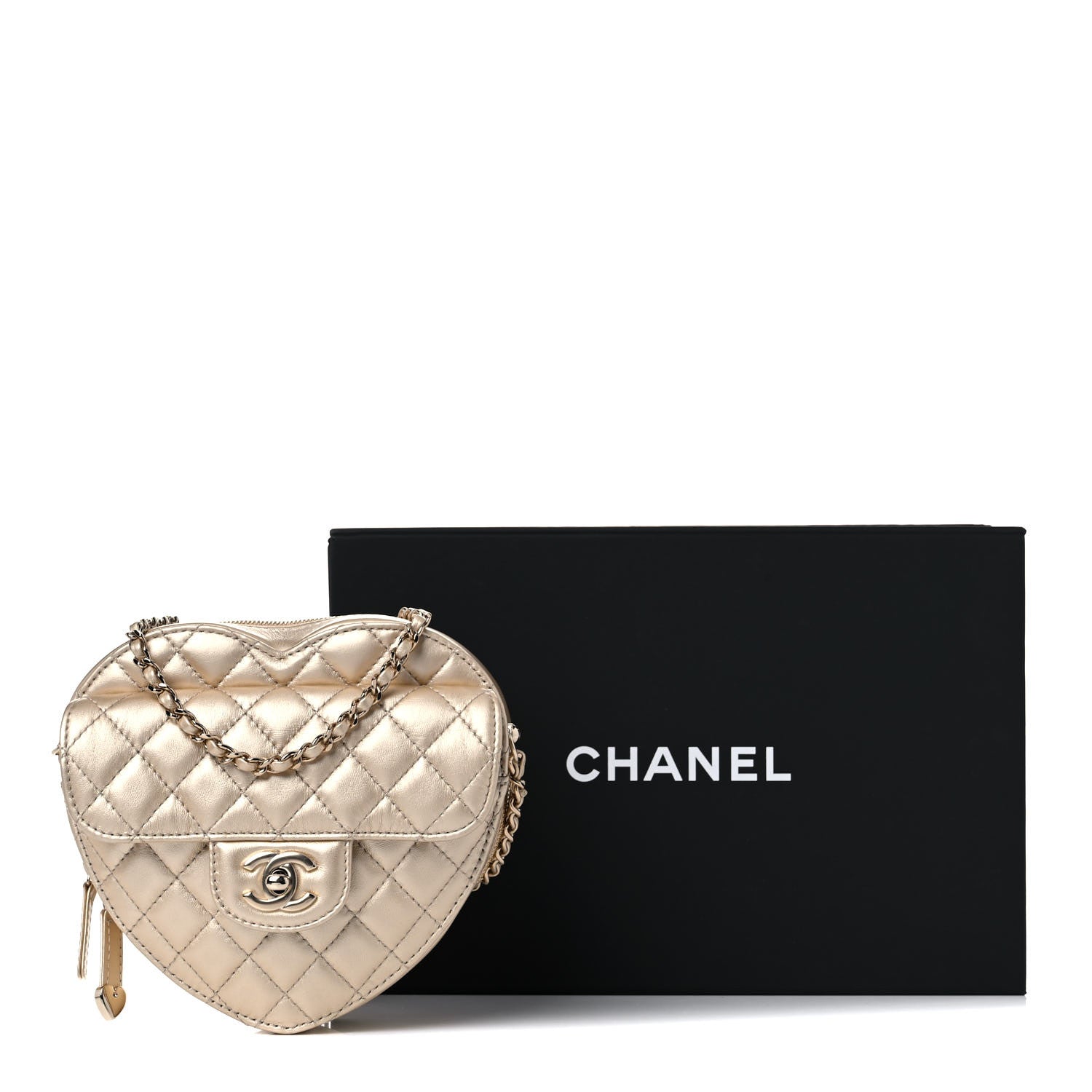 Chanel Metallic Lambskin Quilted CC In Love Heart Bag Gold 13 of 13