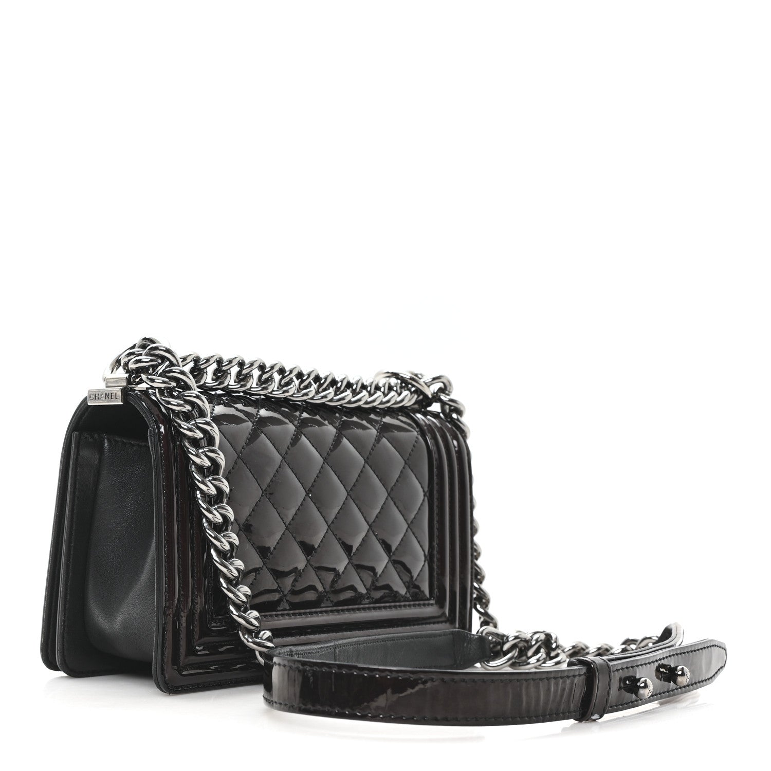 Chanel Patent Calfskin Quilted Small Boy Flap Burgundy 3 of 10