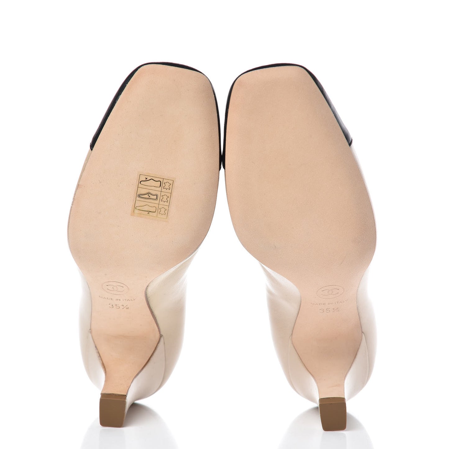 Metallic Lambskin Cap Toe CC Pumps 35.5 Beige Black