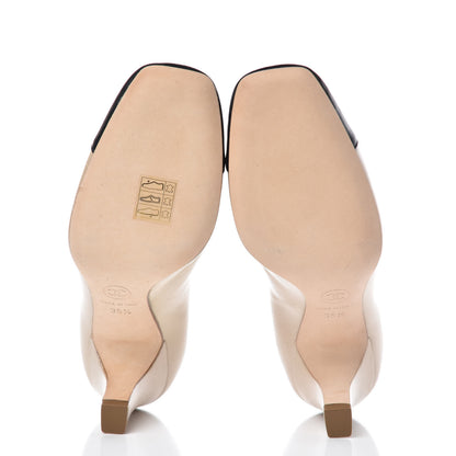 Chanel Metallic Lambskin Cap Toe CC Pumps 35.5 Beige Black 5 of 8