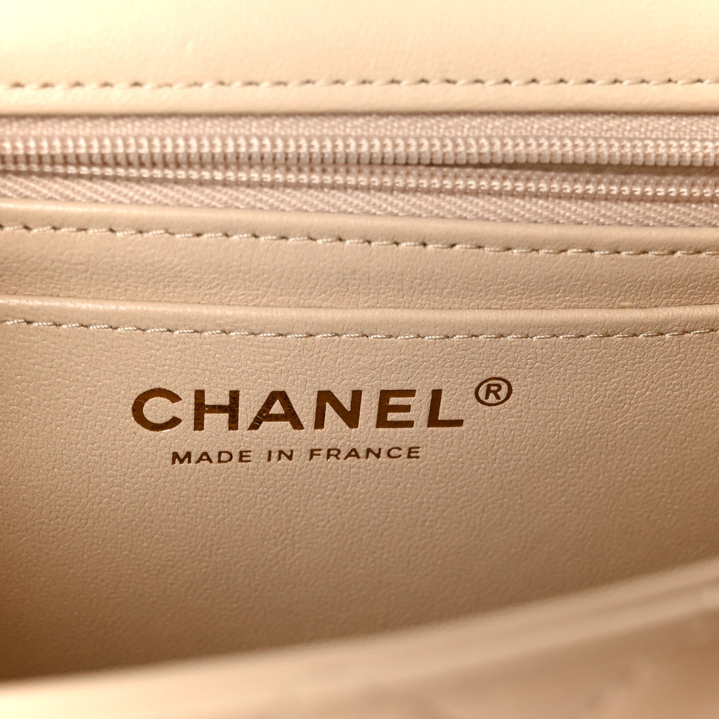 Lambskin Quilted Mini Square Flap Beige