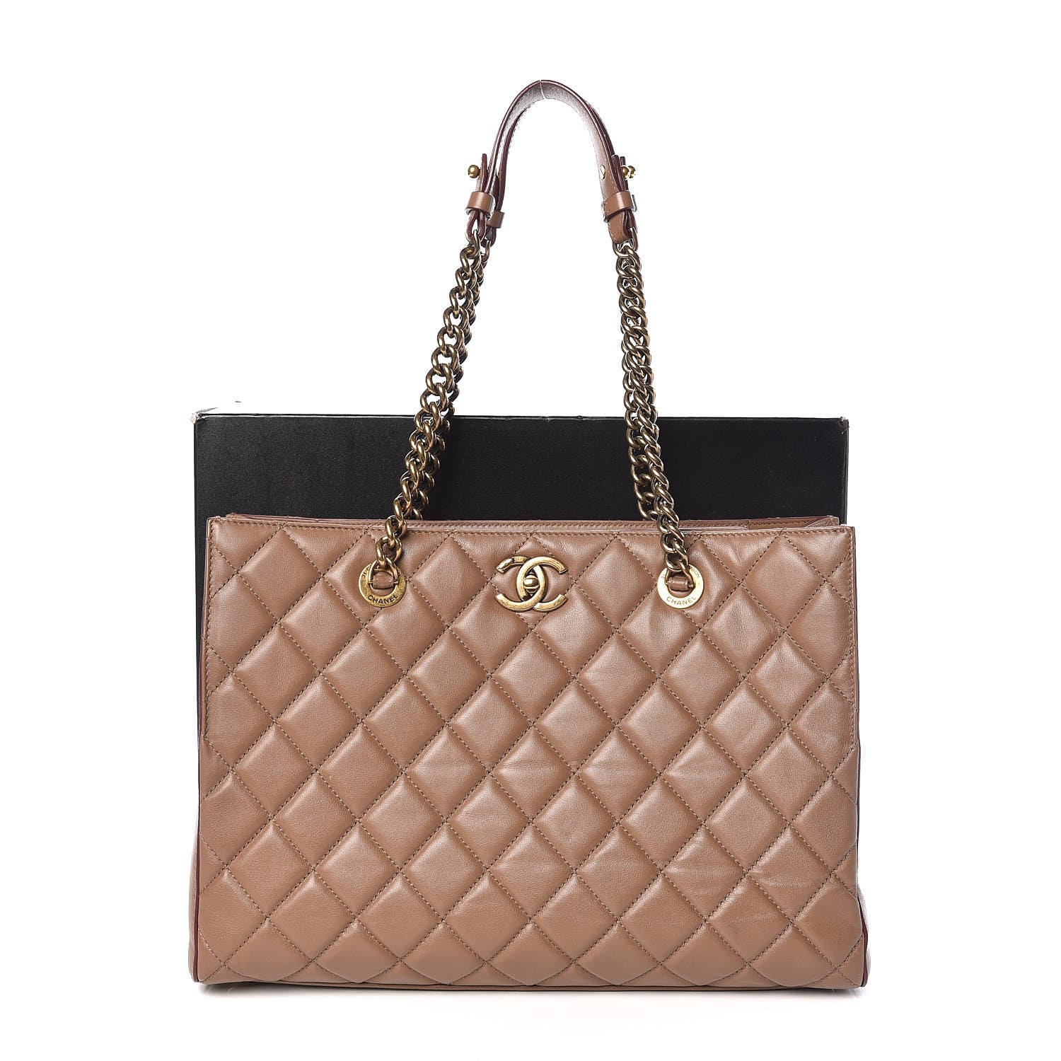 Chanel Calfskin Quilted Large Shopping Tote Brown 11 of 11