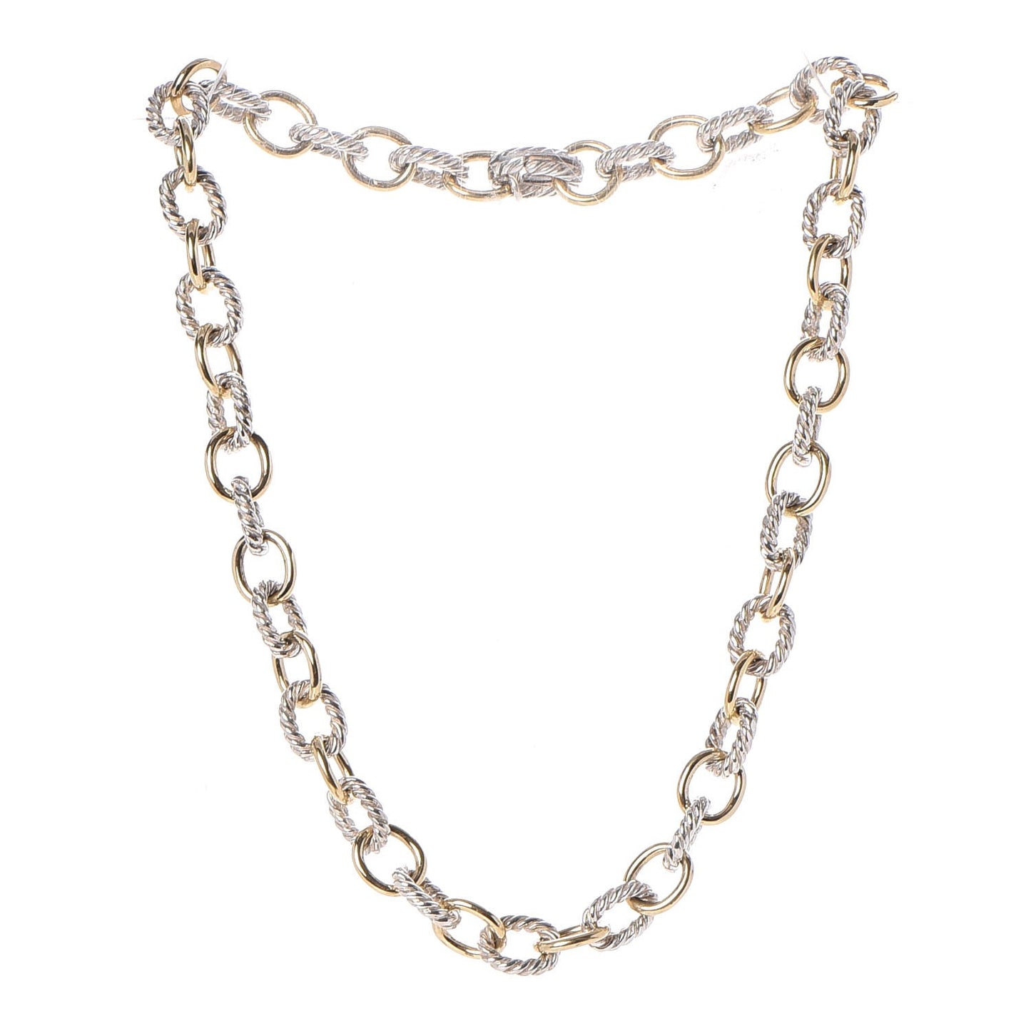 Sterling Silver 18K Yellow Gold 10mm Medium Oval Link Necklace