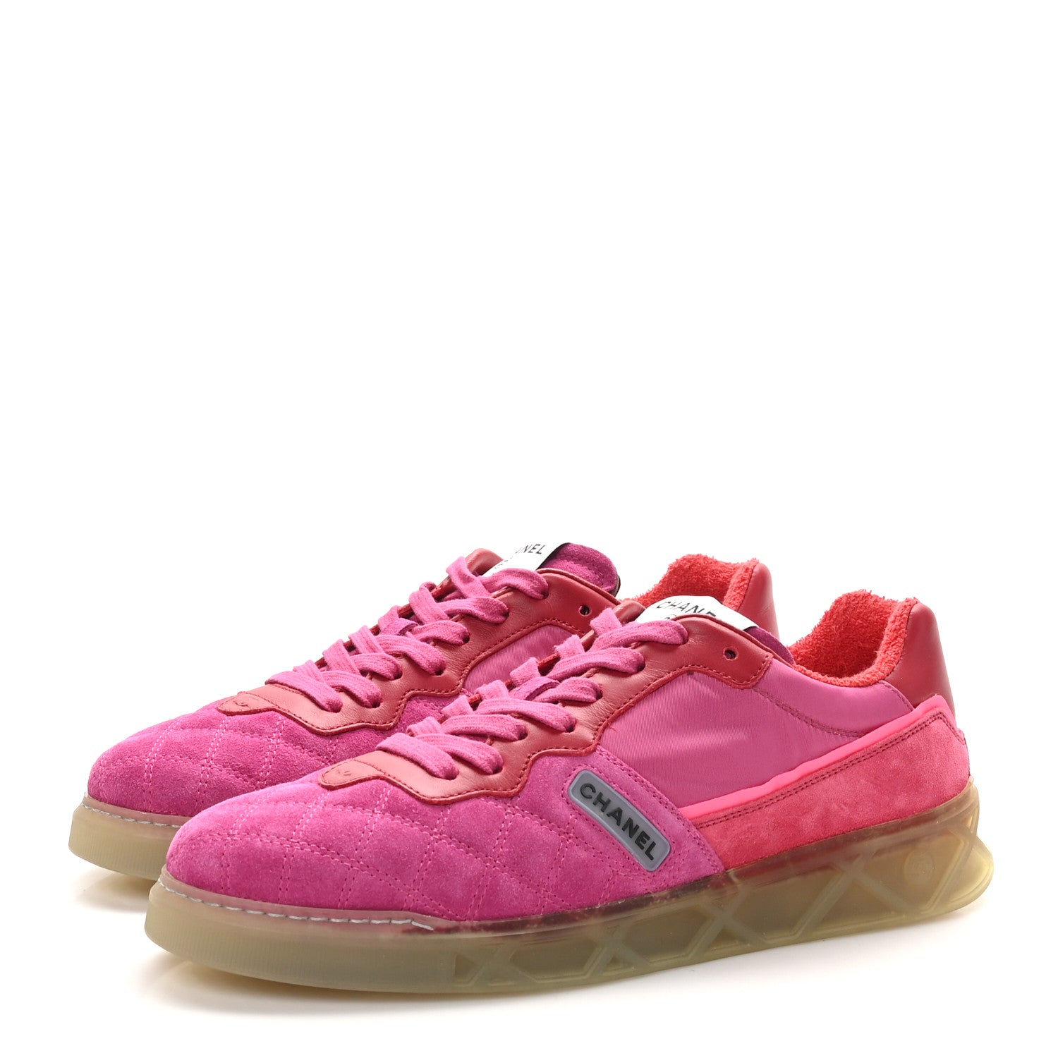 Chanel Suede Calfskin Quilted Sneakers 40.5 Pink 4 of 9